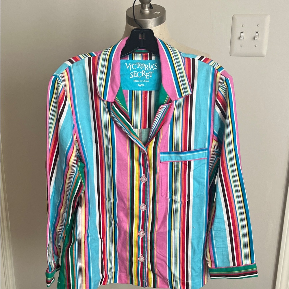 Victoria's Secret Colorful Striped Button-Up Shirt